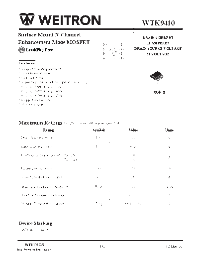 Wietron wtk9410  . Electronic Components Datasheets Active components Transistors Wietron wtk9410.pdf