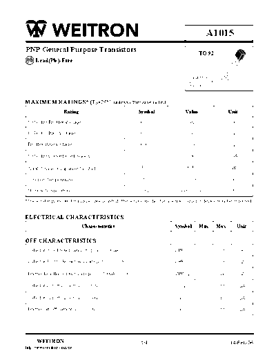 Wietron a1015  . Electronic Components Datasheets Active components Transistors Wietron a1015.pdf