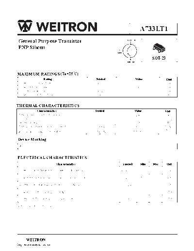 . Electronic Components Datasheets a733lt1  . Electronic Components Datasheets Active components Transistors Wietron a733lt1.pdf