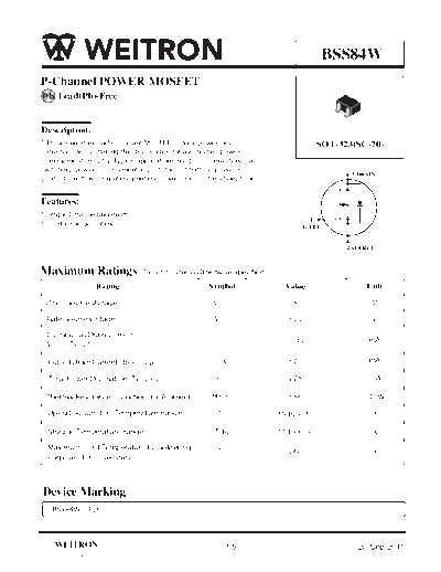 Wietron bss84w  . Electronic Components Datasheets Active components Transistors Wietron bss84w.pdf