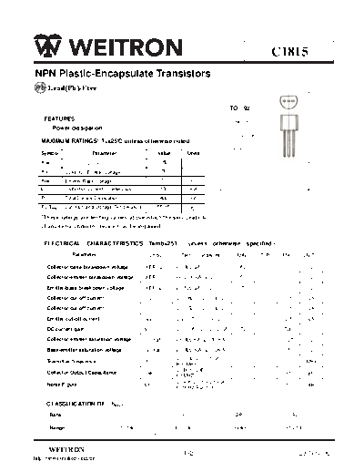 Wietron c1815  . Electronic Components Datasheets Active components Transistors Wietron c1815.pdf