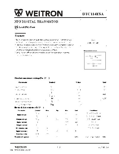 Wietron dtc114esa  . Electronic Components Datasheets Active components Transistors Wietron dtc114esa.pdf