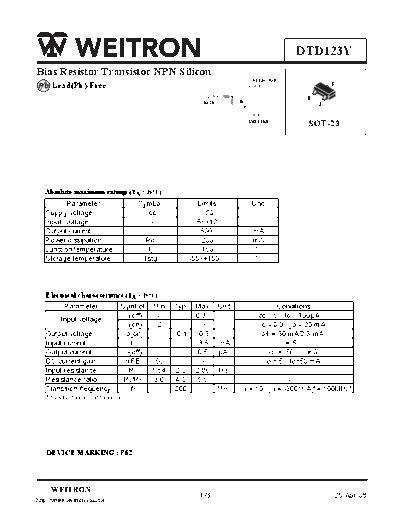 Wietron dtd123y  . Electronic Components Datasheets Active components Transistors Wietron dtd123y.pdf