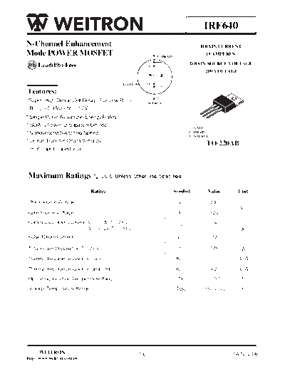 Wietron irf640  . Electronic Components Datasheets Active components Transistors Wietron irf640.pdf