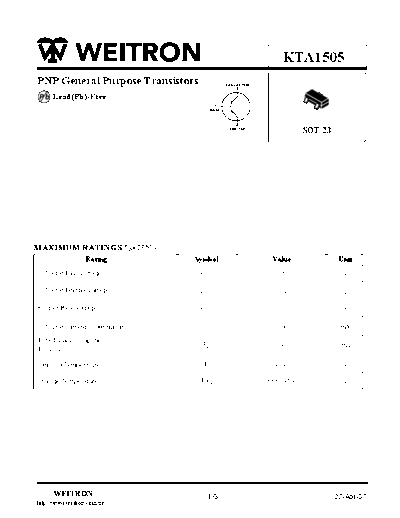 Wietron kta1505  . Electronic Components Datasheets Active components Transistors Wietron kta1505.pdf