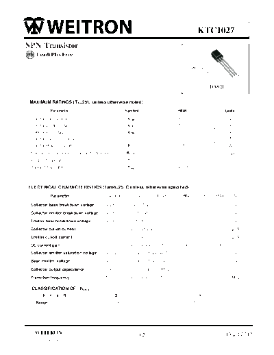 Wietron ktc1027  . Electronic Components Datasheets Active components Transistors Wietron ktc1027.pdf