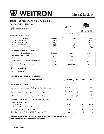 Wietron mbt2222adw  . Electronic Components Datasheets Active components Transistors Wietron mbt2222adw.pdf