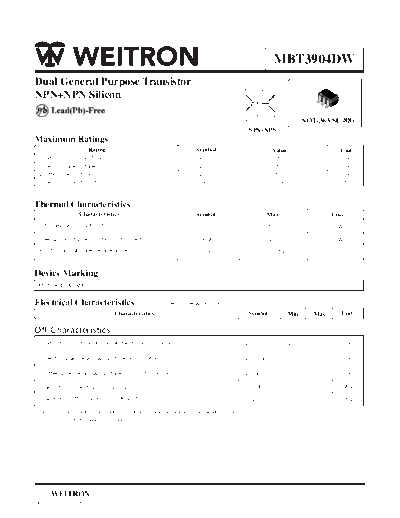 Wietron mbt3904dw  . Electronic Components Datasheets Active components Transistors Wietron mbt3904dw.pdf
