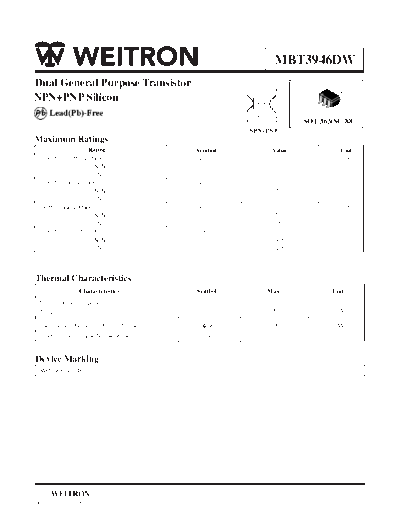 Wietron mbt3946dw  . Electronic Components Datasheets Active components Transistors Wietron mbt3946dw.pdf