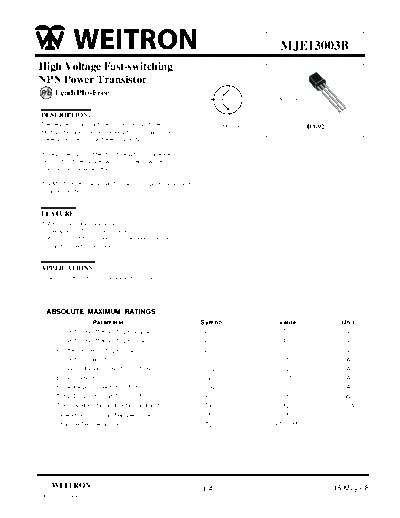 Wietron mje13003b  . Electronic Components Datasheets Active components Transistors Wietron mje13003b.pdf