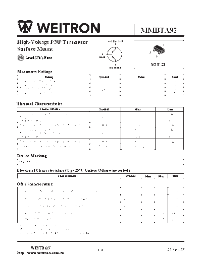 Wietron mmbta92  . Electronic Components Datasheets Active components Transistors Wietron mmbta92.pdf