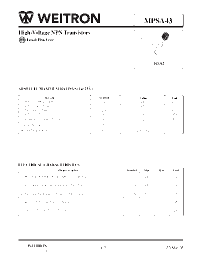 Wietron mpsa43  . Electronic Components Datasheets Active components Transistors Wietron mpsa43.pdf