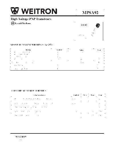 Wietron mpsa92  . Electronic Components Datasheets Active components Transistors Wietron mpsa92.pdf