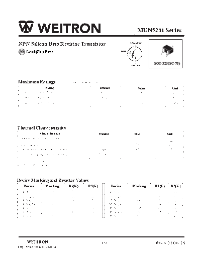 . Electronic Components Datasheets mun5211  . Electronic Components Datasheets Active components Transistors Wietron mun5211.pdf