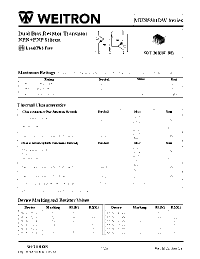 Wietron mun5311dw  . Electronic Components Datasheets Active components Transistors Wietron mun5311dw.pdf