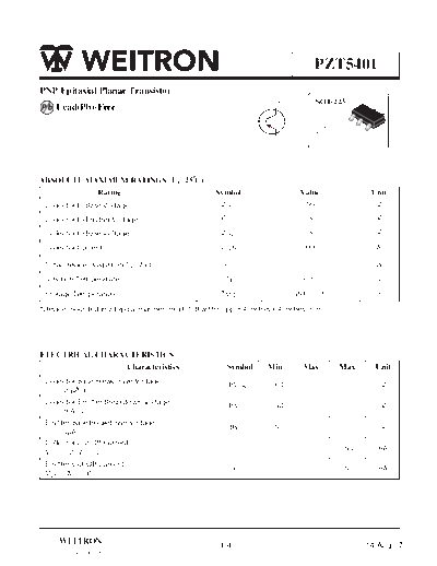 Wietron pzt5401  . Electronic Components Datasheets Active components Transistors Wietron pzt5401.pdf