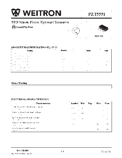 Wietron pzt5551  . Electronic Components Datasheets Active components Transistors Wietron pzt5551.pdf