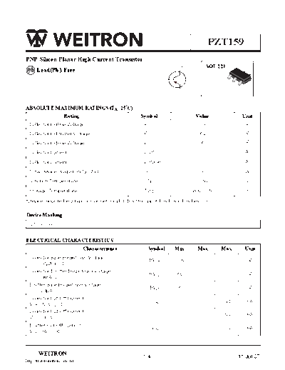 . Electronic Components Datasheets pzt159  . Electronic Components Datasheets Active components Transistors Wietron pzt159.pdf