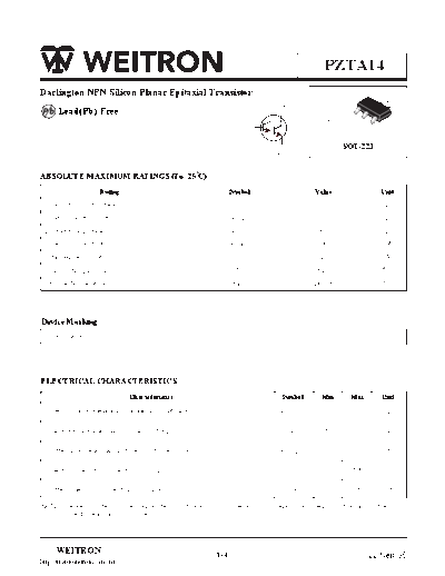 Wietron pzta14  . Electronic Components Datasheets Active components Transistors Wietron pzta14.pdf