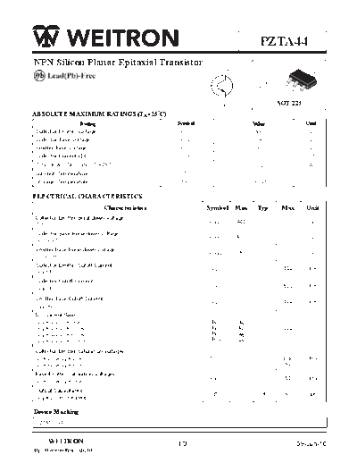 Wietron pzta44  . Electronic Components Datasheets Active components Transistors Wietron pzta44.pdf