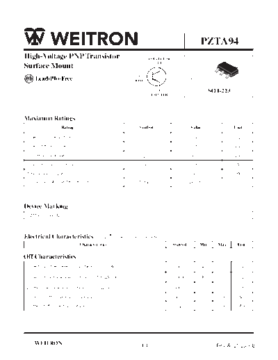 Wietron pzta94  . Electronic Components Datasheets Active components Transistors Wietron pzta94.pdf