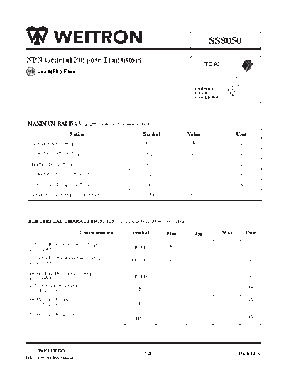 Wietron ss8050  . Electronic Components Datasheets Active components Transistors Wietron ss8050.pdf