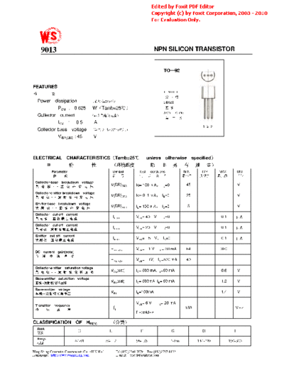 WingShing 9013  . Electronic Components Datasheets Active components Transistors WingShing 9013.pdf
