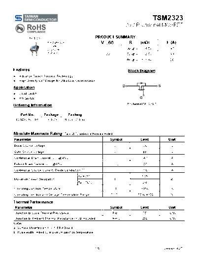 Taiwansemi tsm2323 a07  . Electronic Components Datasheets Active components Transistors Taiwansemi tsm2323_a07.pdf