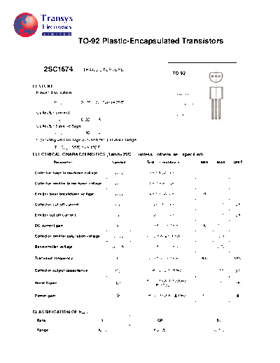 Transys 2sc1674  . Electronic Components Datasheets Active components Transistors Transys 2sc1674.pdf