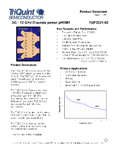 Triquint tgf2021-02  . Electronic Components Datasheets Active components Transistors Triquint tgf2021-02.pdf