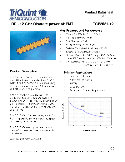 Triquint tgf2021-12  . Electronic Components Datasheets Active components Transistors Triquint tgf2021-12.pdf