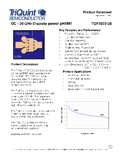 Triquint tgf2022-06  . Electronic Components Datasheets Active components Transistors Triquint tgf2022-06.pdf