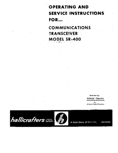 . Various Hallicrafter SR-400 user  . Various Hallicrafter_SR-400_user.pdf