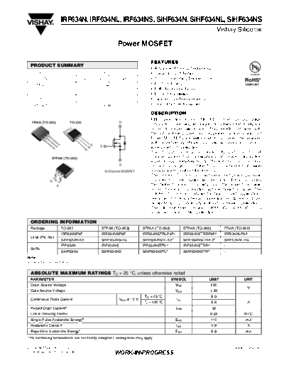 Vishay irf634n irf634nl irf634ns sihf634n sihf634nl sihf634ns  . Electronic Components Datasheets Active components Transistors Vishay irf634n_irf634nl_irf634ns_sihf634n_sihf634nl_sihf634ns.pdf