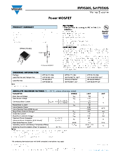 Vishay irf9530s sihf9530s  . Electronic Components Datasheets Active components Transistors Vishay irf9530s_sihf9530s.pdf