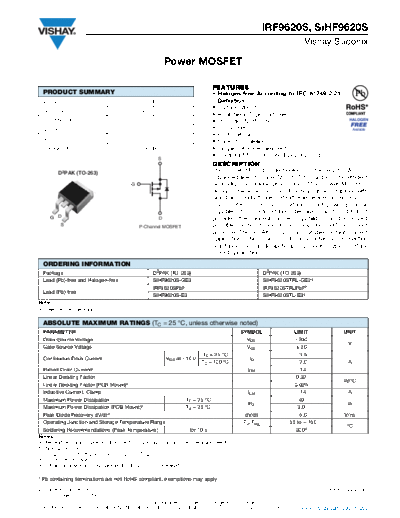 Vishay irf9620s sihf9620s  . Electronic Components Datasheets Active components Transistors Vishay irf9620s_sihf9620s.pdf