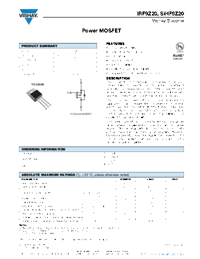 Vishay irf9z20 sihf9z20  . Electronic Components Datasheets Active components Transistors Vishay irf9z20_sihf9z20.pdf