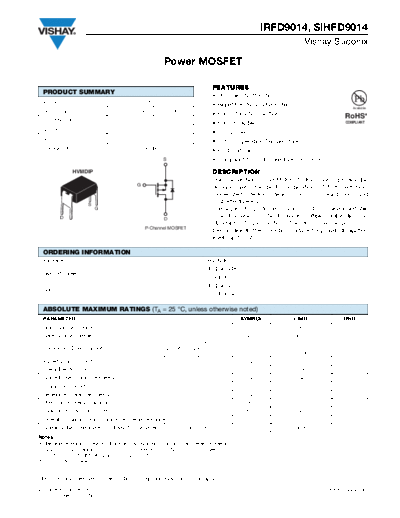 . Electronic Components Datasheets irfd9014 sihfd9014  . Electronic Components Datasheets Active components Transistors Vishay irfd9014_sihfd9014.pdf