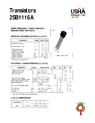 Usha 2sb1116a  . Electronic Components Datasheets Active components Transistors Usha 2sb1116a.pdf