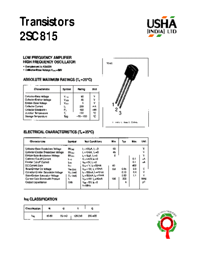 Usha 2sc815  . Electronic Components Datasheets Active components Transistors Usha 2sc815.pdf