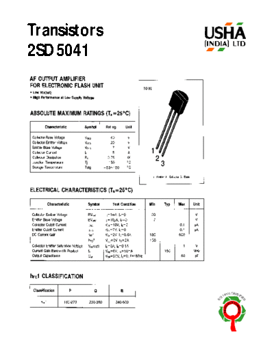 . Electronic Components Datasheets 2sd5041  . Electronic Components Datasheets Active components Transistors Usha 2sd5041.pdf