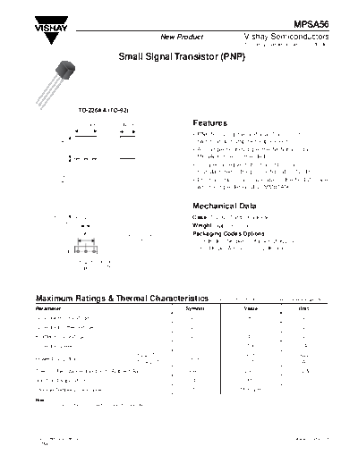 Vishay mpsa56  . Electronic Components Datasheets Active components Transistors Vishay mpsa56.pdf