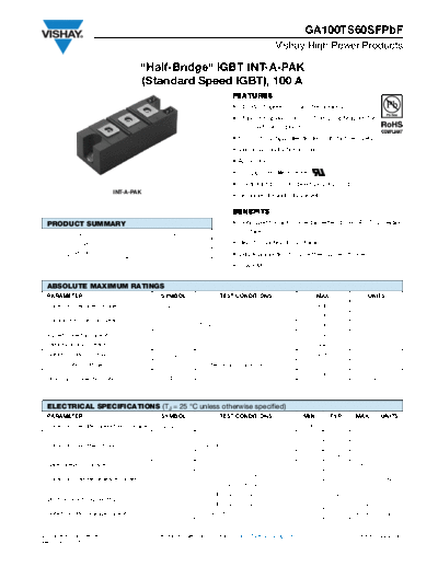 Vishay ga100ts6  . Electronic Components Datasheets Active components Transistors Vishay ga100ts6.pdf