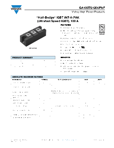 Vishay ga100ts1  . Electronic Components Datasheets Active components Transistors Vishay ga100ts1.pdf