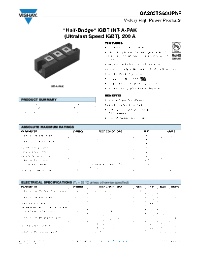 Vishay ga200ts6  . Electronic Components Datasheets Active components Transistors Vishay ga200ts6.pdf