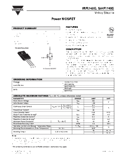 Vishay irfi740g sihfi740g  . Electronic Components Datasheets Active components Transistors Vishay irfi740g_sihfi740g.pdf