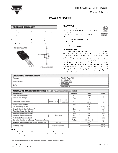 Vishay irfi9540g sihfi9540g  . Electronic Components Datasheets Active components Transistors Vishay irfi9540g_sihfi9540g.pdf