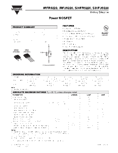 Vishay irfr9220 irfu9220 sihfr9220 sihfu9220 2  . Electronic Components Datasheets Active components Transistors Vishay irfr9220_irfu9220_sihfr9220_sihfu9220_2.pdf