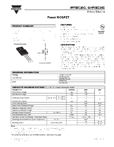 Vishay irfibc20g sihfibc20g  . Electronic Components Datasheets Active components Transistors Vishay irfibc20g_sihfibc20g.pdf