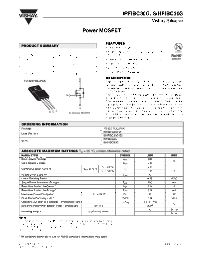 Vishay irfibc30g sihfibc30g  . Electronic Components Datasheets Active components Transistors Vishay irfibc30g_sihfibc30g.pdf